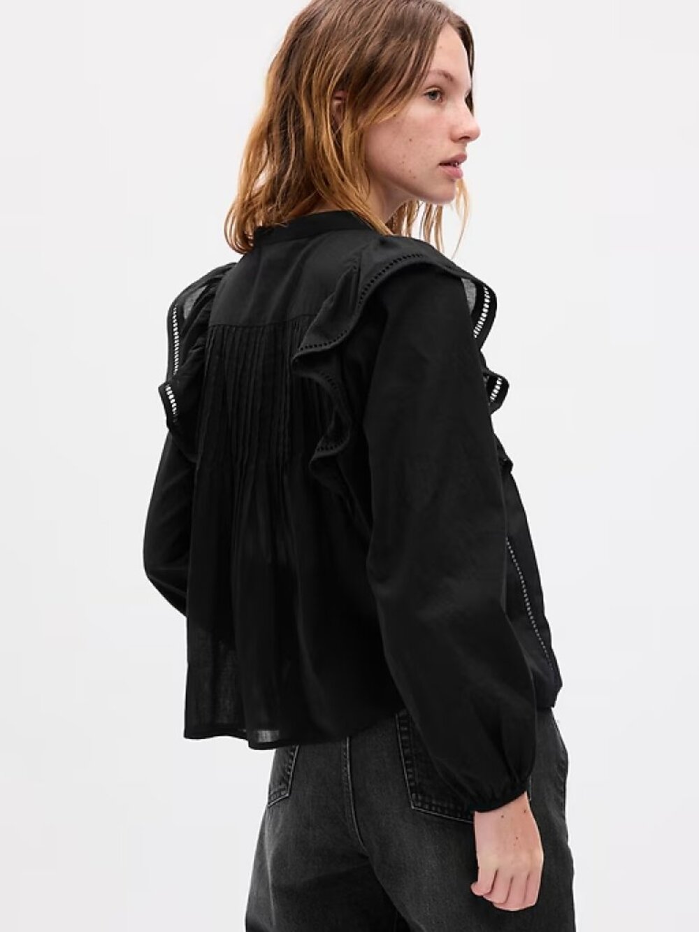 GAP Ruffle Pintuck Top - Picture 2 of 5